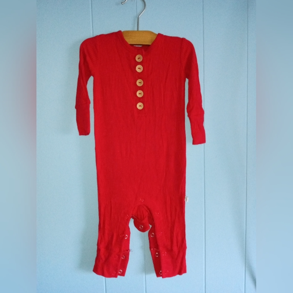 POSH PEANUT Cherry Red Romper